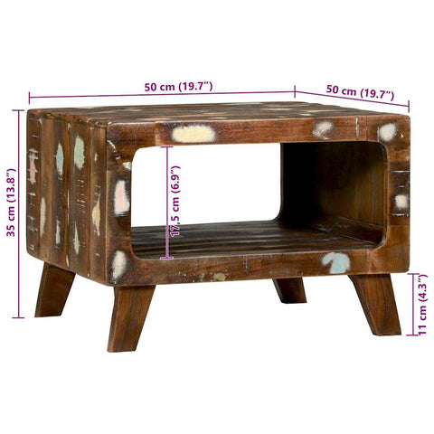 vidaXL Coffee Table Multicolour 50 x 50 x 35 cm Solid reclaimed wood