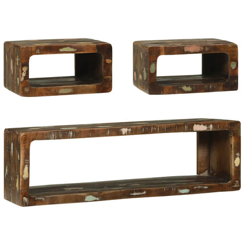vidaXL TV Cabinet Set with Shelf 3 pcs Multicolour Solid Reclaim wood