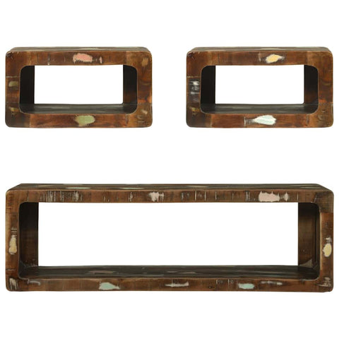 vidaXL TV Cabinet Set with Shelf 3 pcs Multicolour Solid Reclaim wood