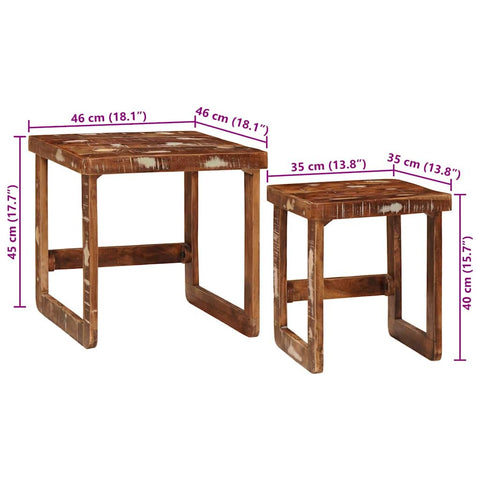 vidaXL End Tables Multicolour Solid reclaimed wood