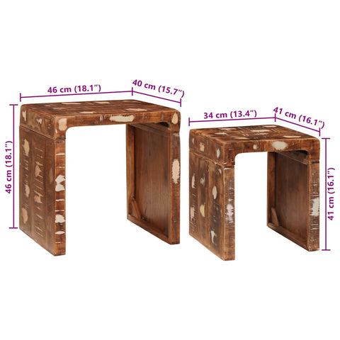 vidaXL End Tables Multicolour Solid reclaimed wood