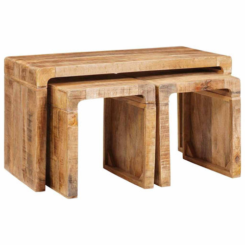 vidaXL Nesting Tables 3 pcs Solid mango wood