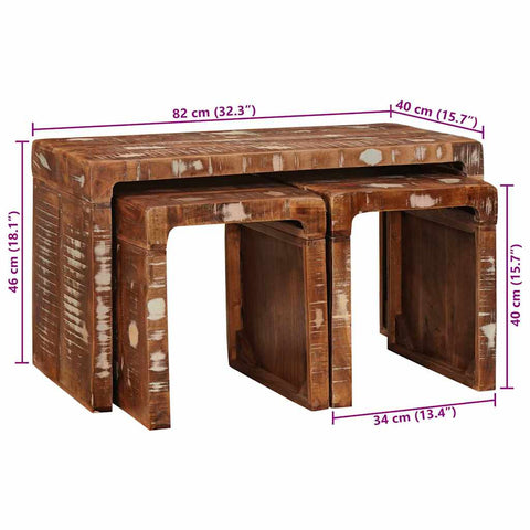 vidaXL Nesting Tables 3 pcs Solid reclaimed wood