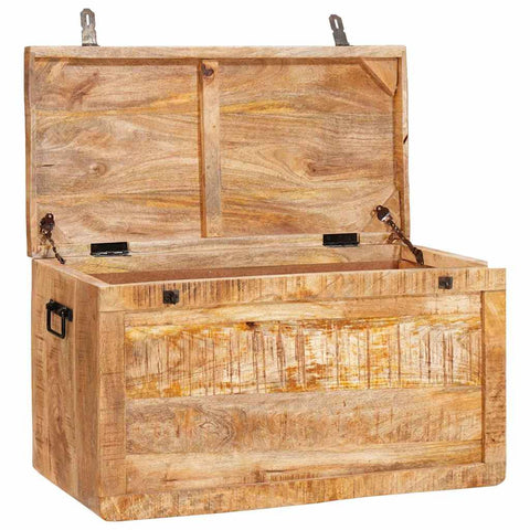 vidaXL Storage Box with Storage with Lock Brown Solid mango wood