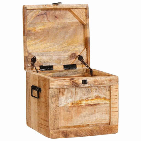 vidaXL Storage Box with Storage with Lock Solid mango wood