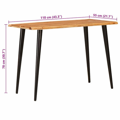 vidaXL Dining Tables Brown and Black 110 x 55 x 75 cm Solid Mango Wood