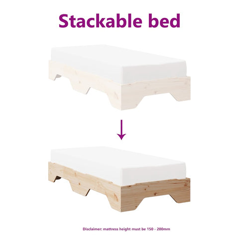 vidaXL Bed Frame No Mattress Stackable 100x200 cm Solid Wood