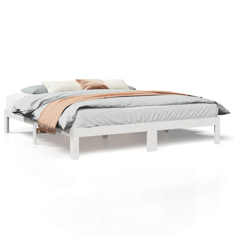 vidaXL Bed Frame without Mattress White 180x200 cm Super King Solid Wood Pine