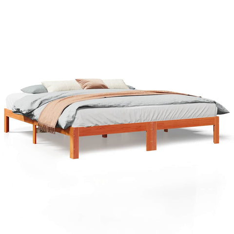 vidaXL Bed Frame without Mattress Wax Brown 180x200 cm Super King Solid Wood Pine