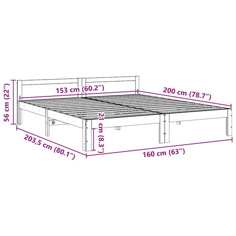 vidaXL Bed Frame without Mattress 160x200 cm Solid Wood Pine