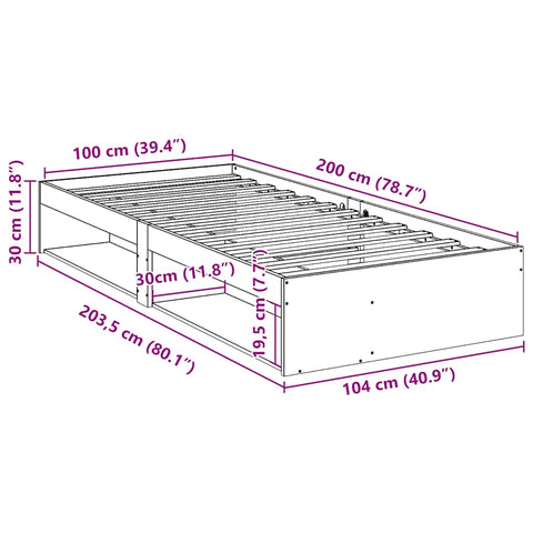 vidaXL Day Bed without Mattress Wax Brown 100x200 cm Solid Wood Pine