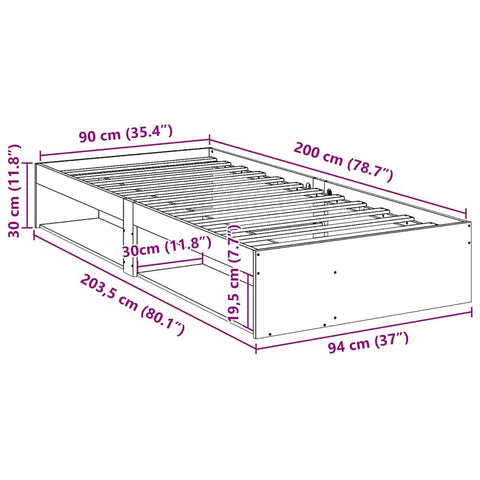 vidaXL Day Bed without Mattress White 90x200 cm Solid Wood Pine