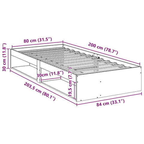 vidaXL Day Bed without Mattress White 80x200 cm Solid Wood Pine