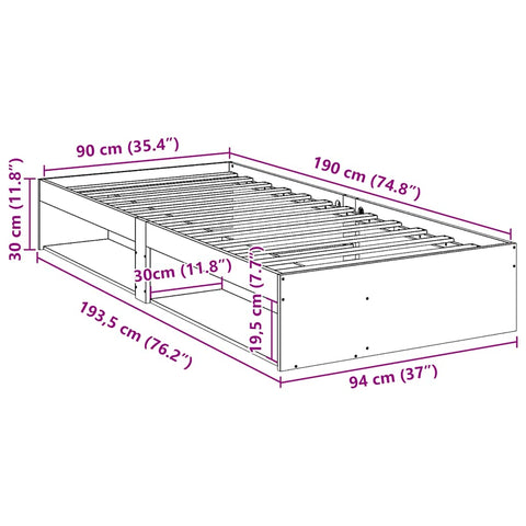 vidaXL Day Bed without Mattress 90x190 cm Solid Wood Pine