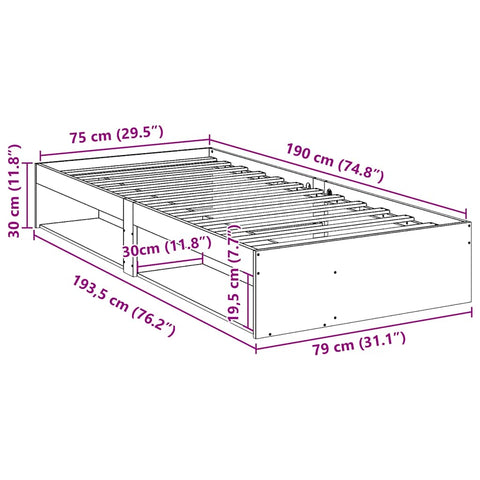 vidaXL Day Bed without Mattress White 75x190 cm Solid Wood Pine