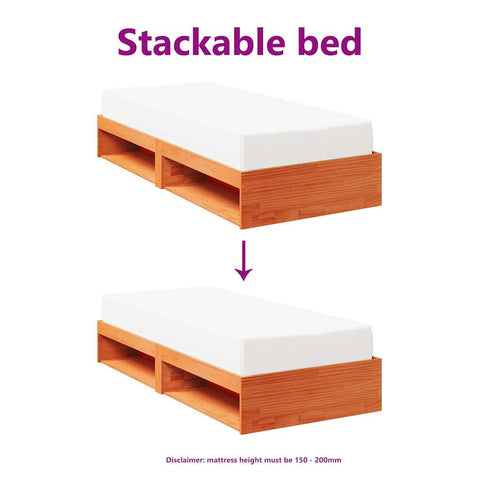 vidaXL Day Bed without Mattress Wax Brown 75x190 cm Solid Wood Pine