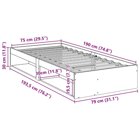 vidaXL Day Bed without Mattress Wax Brown 75x190 cm Solid Wood Pine