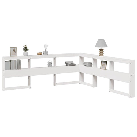 vidaXL Bookcase Headboard L-Shaped White 200 cm Solid Wood Pine