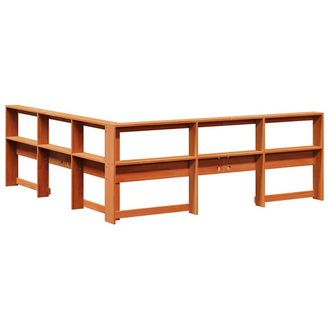 vidaXL Bookcase Headboard L-Shaped Wax Brown 200 cm Solid Wood Pine