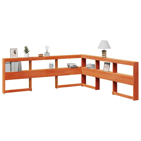 vidaXL Bookcase Headboard L-Shaped Wax Brown 200 cm Solid Wood Pine