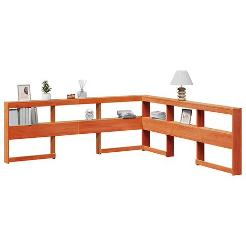 vidaXL Bookcase Headboard L-Shaped Wax Brown 180 cm Solid Wood Pine