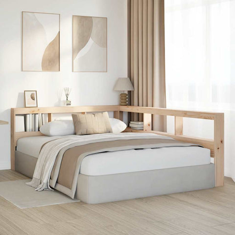 vidaXL Bookcase Headboard L-Shaped 160 cm Solid Wood Pine