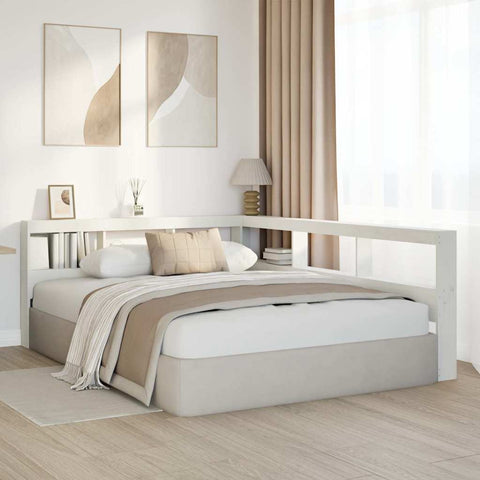 vidaXL Bookcase Headboard L-Shaped White 150 cm Solid Wood Pine