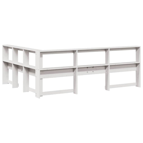 vidaXL Bookcase Headboard L-Shaped White 150 cm Solid Wood Pine
