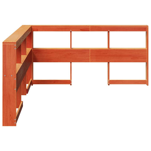 vidaXL Bookcase Headboard L-Shaped Wax Brown 140 cm Solid Wood Pine