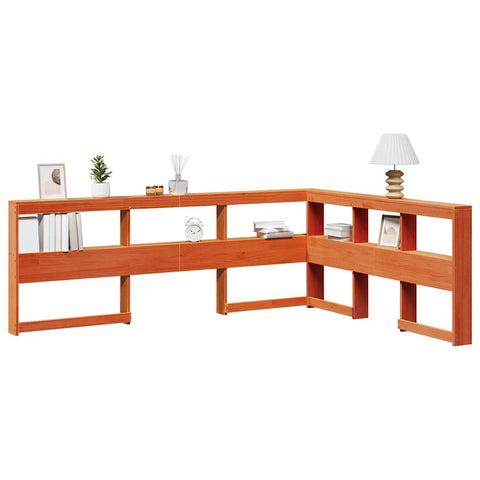 vidaXL Bookcase Headboard L-Shaped Wax Brown 140 cm Solid Wood Pine