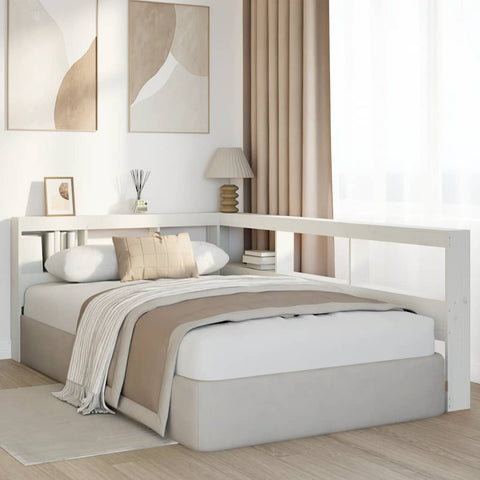 vidaXL Bookcase Headboard L-Shaped White 120 cm Solid Wood Pine