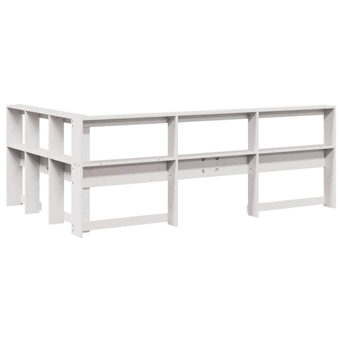 vidaXL Bookcase Headboard L-Shaped White 120 cm Solid Wood Pine