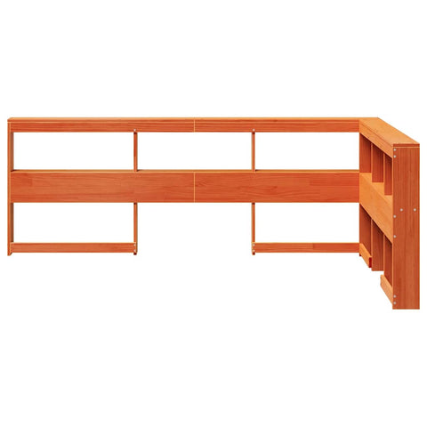 vidaXL Bookcase Headboard L-Shaped Wax Brown 120 cm Solid Wood Pine