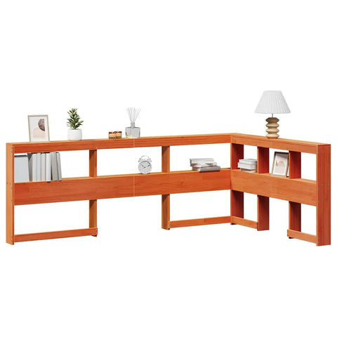 vidaXL Bookcase Headboard L-Shaped Wax Brown 120 cm Solid Wood Pine