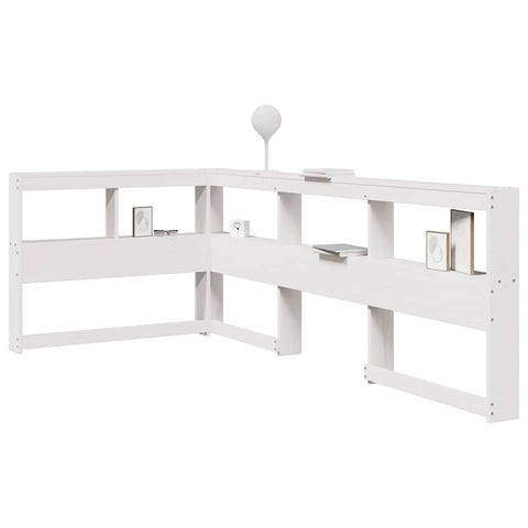vidaXL Bookcase Headboard L-Shaped White 90 cm Solid Wood Pine