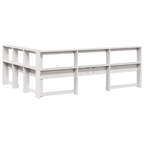 vidaXL Bookcase Headboard L-Shaped White 140 cm Solid Wood Pine
