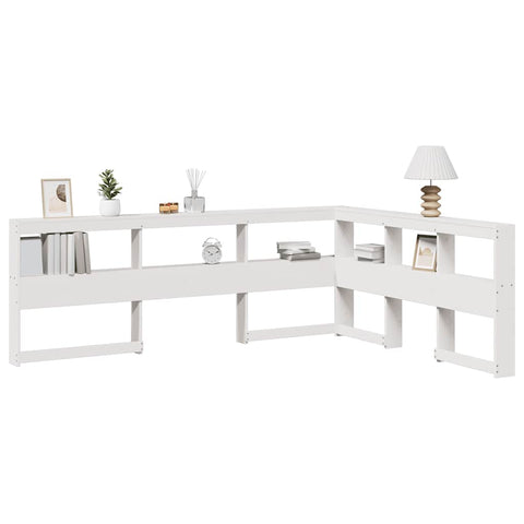 vidaXL Bookcase Headboard L-Shaped White 135 cm Solid Wood Pine