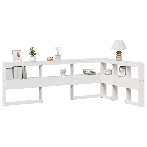 vidaXL Bookcase Headboard L-Shaped White 120 cm Solid Wood Pine