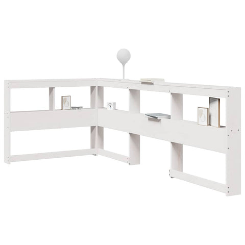 vidaXL Bookcase Headboard L-Shaped White 90 cm Solid Wood Pine