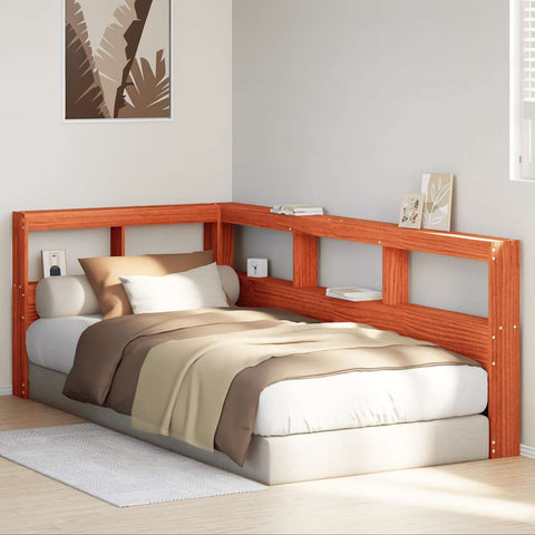 vidaXL Bookcase Headboard L-Shaped Wax Brown 90 cm Solid Wood Pine