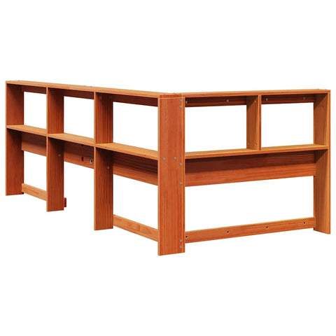 vidaXL Bookcase Headboard L-Shaped Wax Brown 90 cm Solid Wood Pine