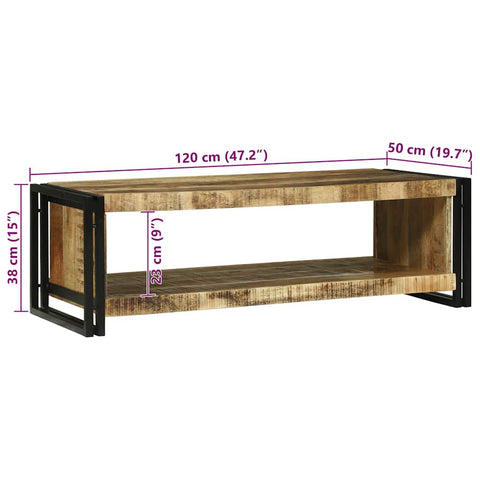 vidaXL Coffee Table Brown 120 x 50 x 38 cm Solid rough mango wood
