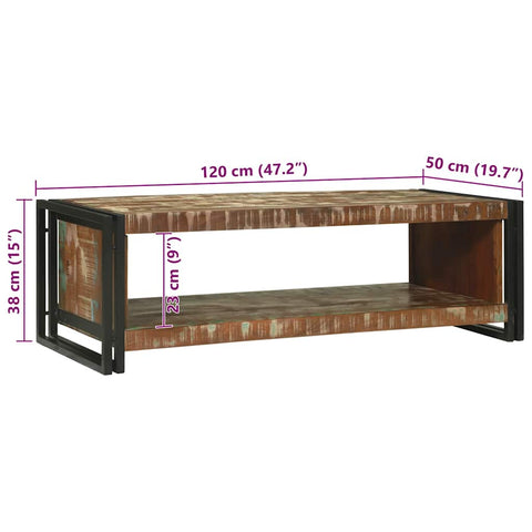 vidaXL Coffee Table Brown 120 x 50 x 38 cm Solid reclaimed wood