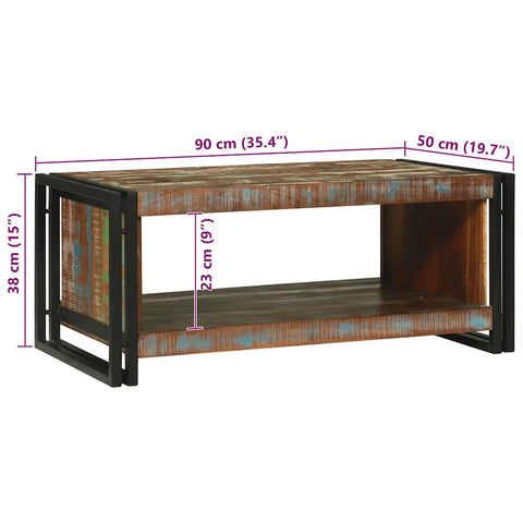 vidaXL Coffee Table Brown 90 x 50 x 38 cm Solid reclaimed wood