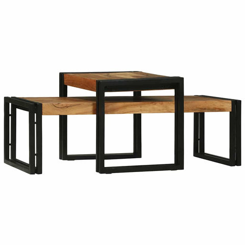 vidaXL Coffee Table 2 pcs Brown 48 x 40 x 40 cm Solid acacia wood