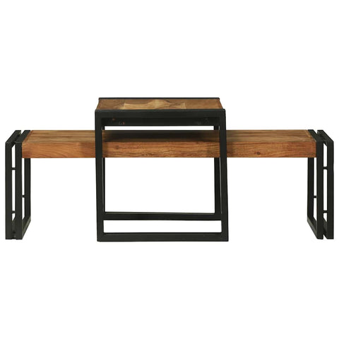vidaXL Coffee Table 2 pcs Brown 48 x 40 x 40 cm Solid acacia wood