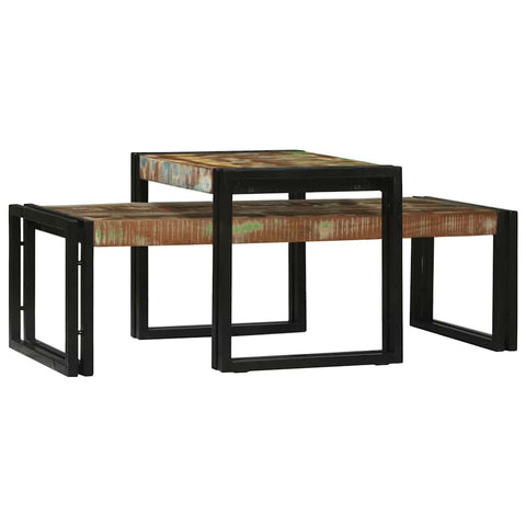 vidaXL Coffee Table 2 pcs Multicolour Solid reclaimed wood