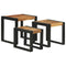 vidaXL Nesting Table 3 pcs Solid acacia wood and a metal