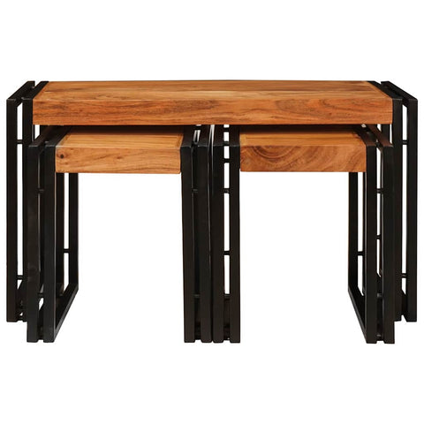 vidaXL End Tables Brown and black Solid Acacia wood