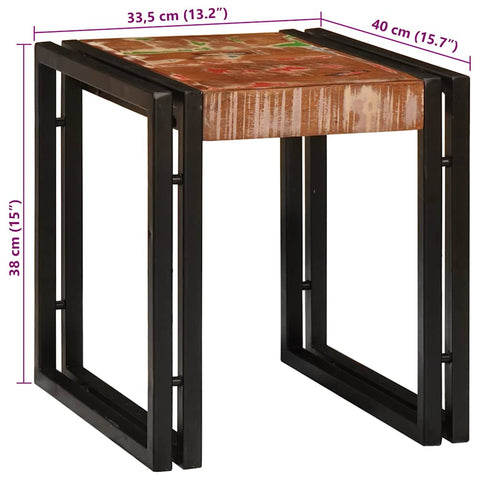 vidaXL Nesting Table 3 pcs Brown and black Solid reclaimed wood
